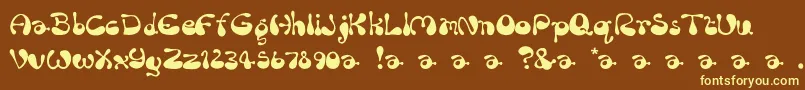 RumBubber-Schriftart – Gelbe Schriften auf braunem Hintergrund