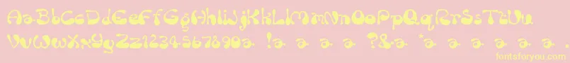Fonte RumBubber – fontes amarelas em um fundo rosa