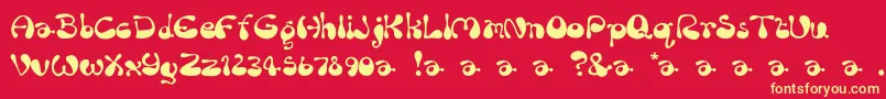 RumBubber-Schriftart – Gelbe Schriften auf rotem Hintergrund