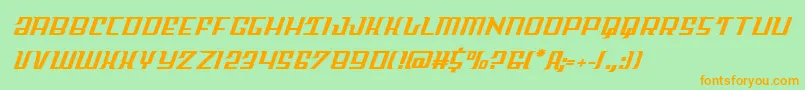 フォントSkycab – オレンジの文字が緑の背景にあります。