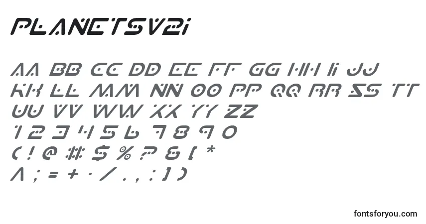 A fonte Planetsv2i – alfabeto, números, caracteres especiais