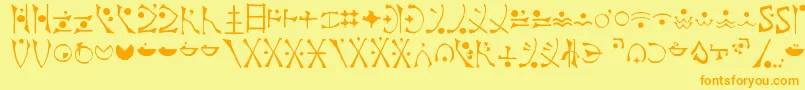 Fonte EndankaiBardic – fontes laranjas em um fundo amarelo