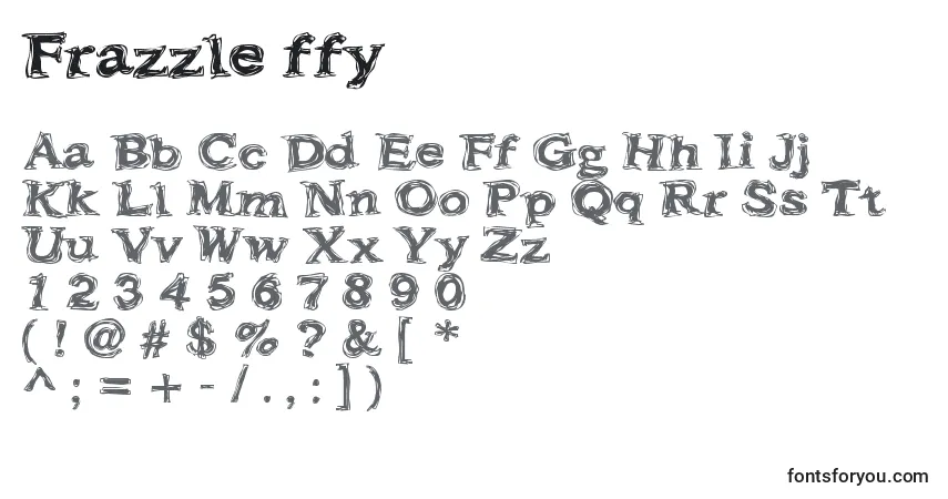 A fonte Frazzle ffy – alfabeto, números, caracteres especiais