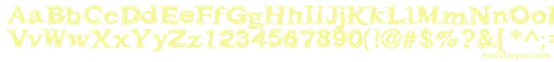 Frazzle ffy-Schriftart – Gelbe Schriften auf weißem Hintergrund