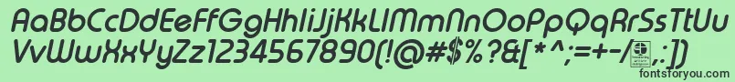 TypoRoundBoldItalicDemo Font – Black Fonts on Green Background