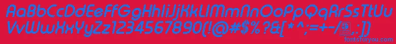 TypoRoundBoldItalicDemo-fontti – siniset fontit punaisella taustalla