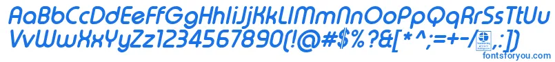 TypoRoundBoldItalicDemo Font – Blue Fonts on White Background