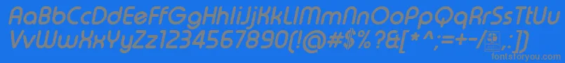 TypoRoundBoldItalicDemo Font – Gray Fonts on Blue Background