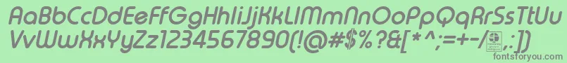 TypoRoundBoldItalicDemo Font – Gray Fonts on Green Background