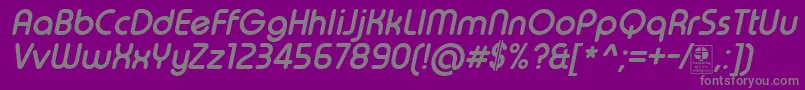 TypoRoundBoldItalicDemo Font – Gray Fonts on Purple Background