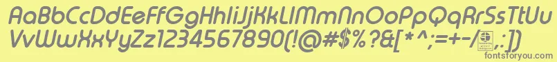 TypoRoundBoldItalicDemo Font – Gray Fonts on Yellow Background