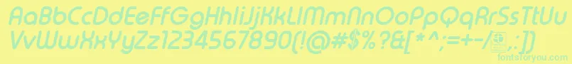 TypoRoundBoldItalicDemo Font – Green Fonts on Yellow Background