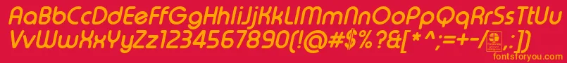 TypoRoundBoldItalicDemo Font – Orange Fonts on Red Background