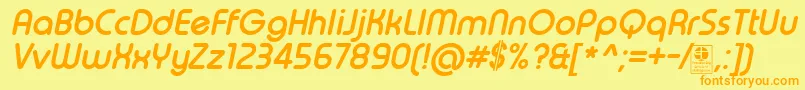TypoRoundBoldItalicDemo Font – Orange Fonts on Yellow Background