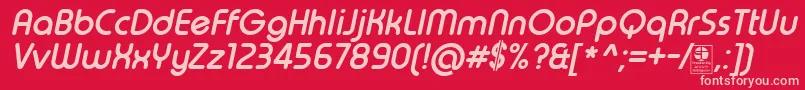 TypoRoundBoldItalicDemo Font – Pink Fonts on Red Background