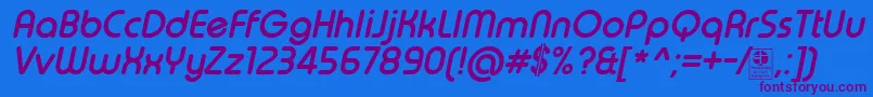 TypoRoundBoldItalicDemo Font – Purple Fonts on Blue Background