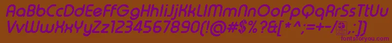 TypoRoundBoldItalicDemo Font – Purple Fonts on Brown Background