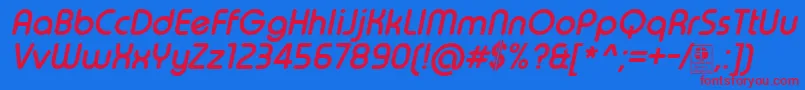 TypoRoundBoldItalicDemo Font – Red Fonts on Blue Background