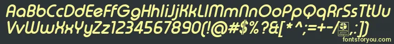 TypoRoundBoldItalicDemo Font – Yellow Fonts on Black Background