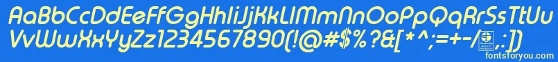 TypoRoundBoldItalicDemo Font – Yellow Fonts on Blue Background