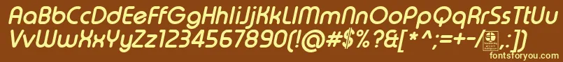 TypoRoundBoldItalicDemo Font – Yellow Fonts on Brown Background