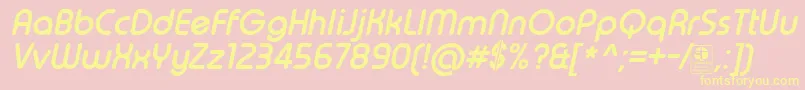 TypoRoundBoldItalicDemo-Schriftart – Gelbe Schriften auf rosa Hintergrund