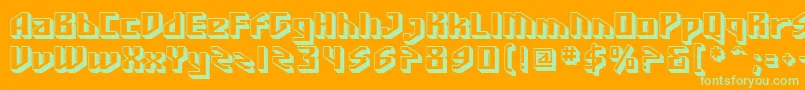 SfFunkMaster-Schriftart – Grüne Schriften auf orangefarbenem Hintergrund