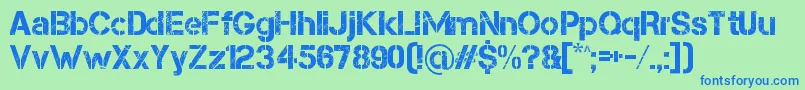 Capsmall Font – Blue Fonts on Green Background
