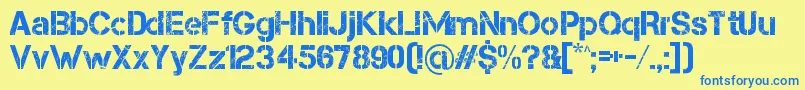 Capsmall Font – Blue Fonts on Yellow Background