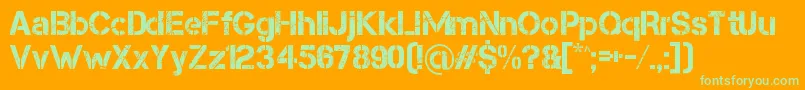 Capsmall Font – Green Fonts on Orange Background