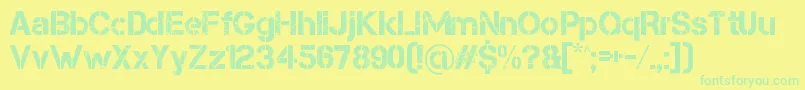 Capsmall Font – Green Fonts on Yellow Background
