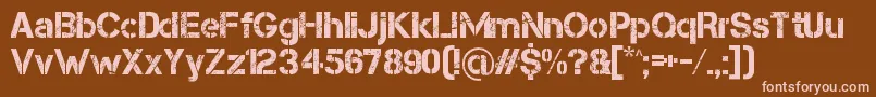 Capsmall-Schriftart – Rosa Schriften auf braunem Hintergrund