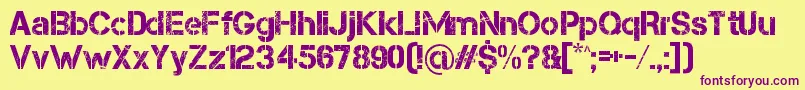 Capsmall Font – Purple Fonts on Yellow Background