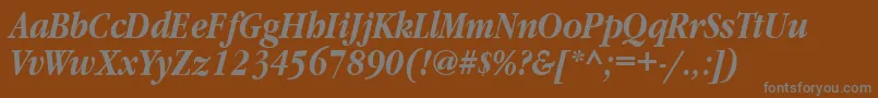 GaramondnarrowbttBolditalic Font – Gray Fonts on Brown Background