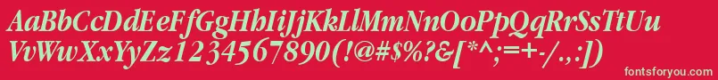 GaramondnarrowbttBolditalic Font – Green Fonts on Red Background