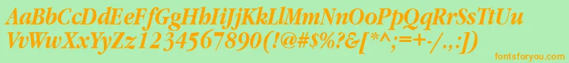 GaramondnarrowbttBolditalic Font – Orange Fonts on Green Background