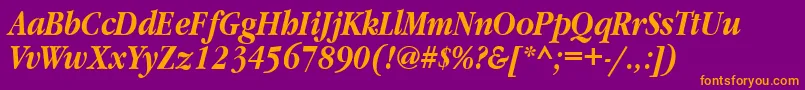 GaramondnarrowbttBolditalic Font – Orange Fonts on Purple Background