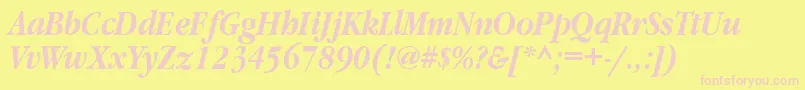 GaramondnarrowbttBolditalic Font – Pink Fonts on Yellow Background