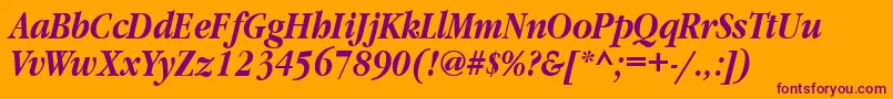 GaramondnarrowbttBolditalic Font – Purple Fonts on Orange Background