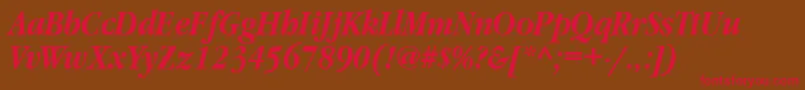 GaramondnarrowbttBolditalic Font – Red Fonts on Brown Background