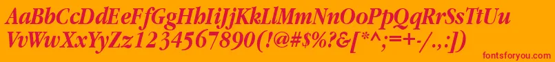GaramondnarrowbttBolditalic Font – Red Fonts on Orange Background