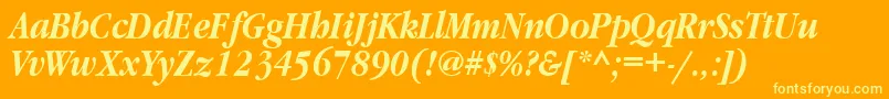 GaramondnarrowbttBolditalic Font – Yellow Fonts on Orange Background