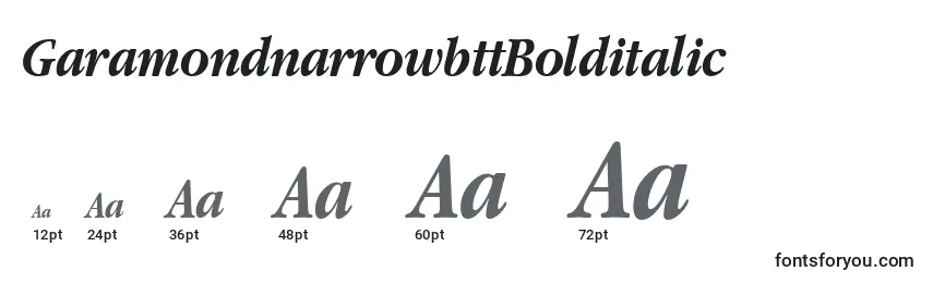 GaramondnarrowbttBolditalic font sizes