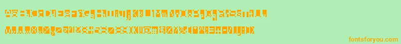 フォントBeanwriting – オレンジの文字が緑の背景にあります。