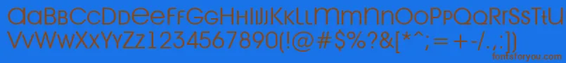 フォントAvant27 – 茶色の文字が青い背景にあります。