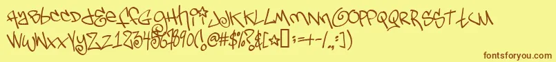 フォントTagsx2 – 茶色の文字が黄色の背景にあります。