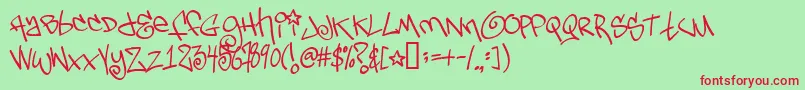 Tagsx2-Schriftart – Rote Schriften auf grünem Hintergrund