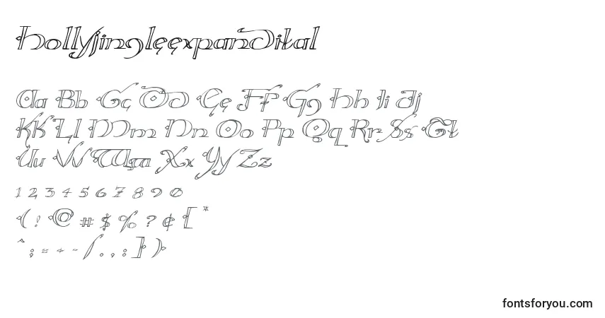 A fonte Hollyjingleexpandital – alfabeto, números, caracteres especiais