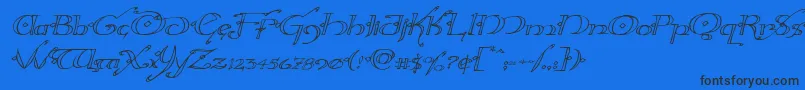 Шрифт Hollyjingleexpandital – чёрные шрифты на синем фоне