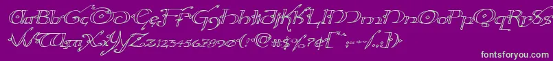 Hollyjingleexpandital Font – Green Fonts on Purple Background